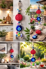 Nazar boncuklu nar obje duvar süsü - Görsel 4