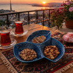 3 lü çerezlik mavi el yapımı